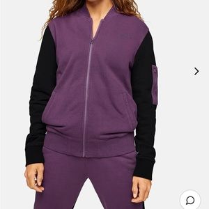 BRAND NEW Outdoor Voices Purple & Black Bomber Sweatshirt - Sz Small